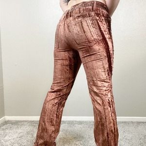 Vintage 90s Y2K Does 70s Shiny Velvet Copper Grunge High Rise Disco Pants
